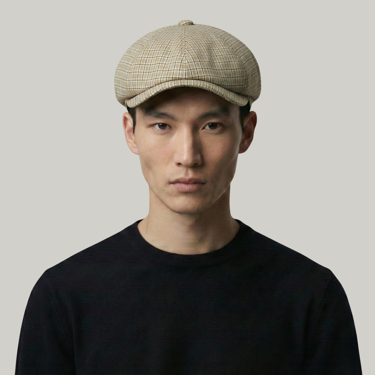 Béret Gavroche Homme Beige à Carreaux