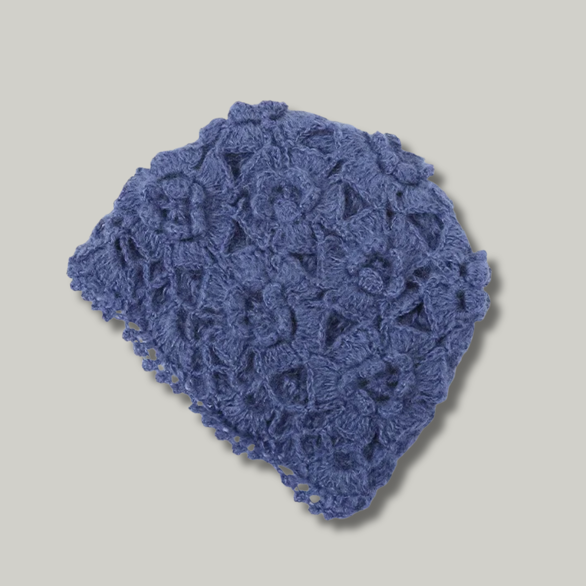 Bonnet Crochet Femme Bleu Fleur