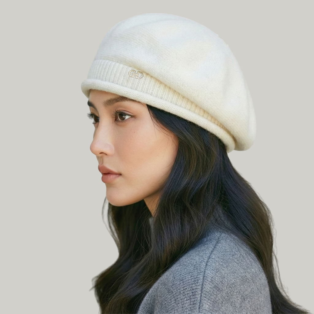 Béret Femme Blanc Effet Laine