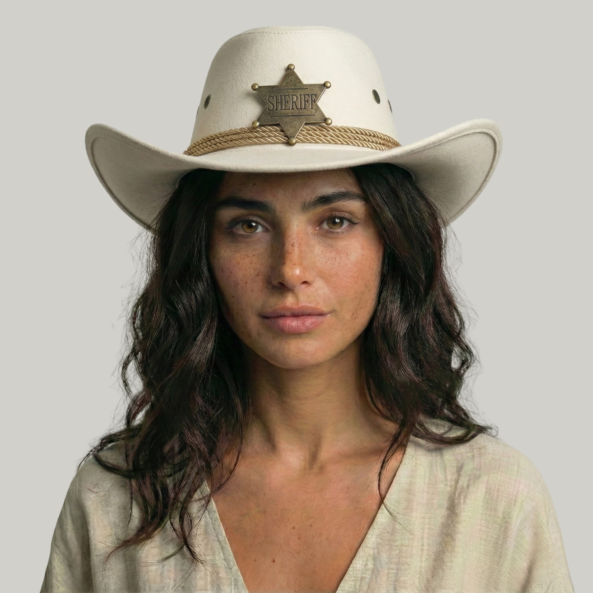 Chapeau de Cowboy Femme Blanc Sheriff