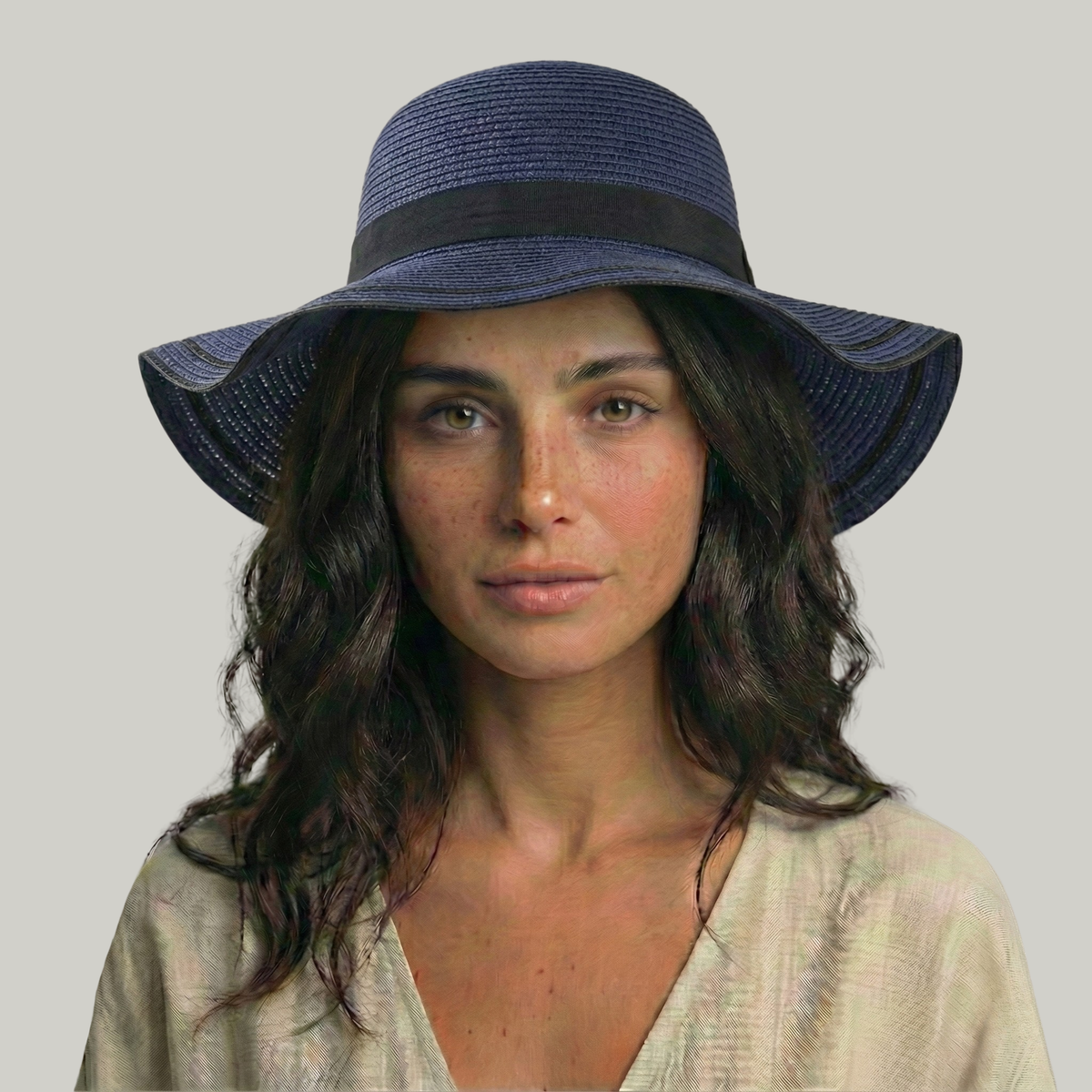 Chapeau de Paille Femme Bleu Élégant