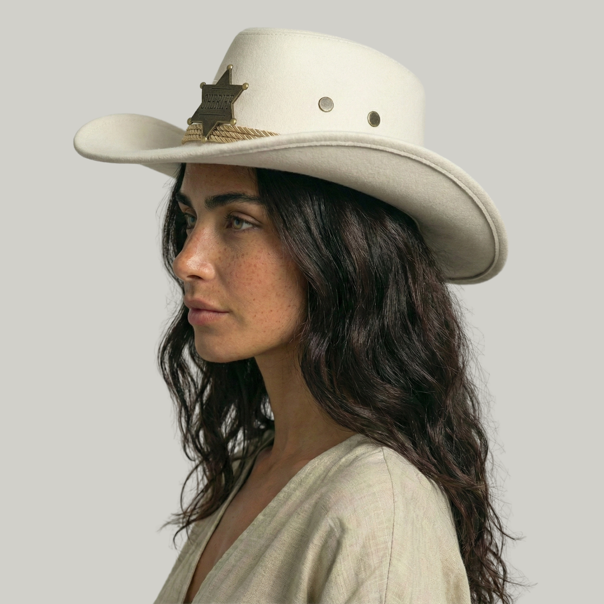Chapeau de Cowboy Femme Blanc Sheriff