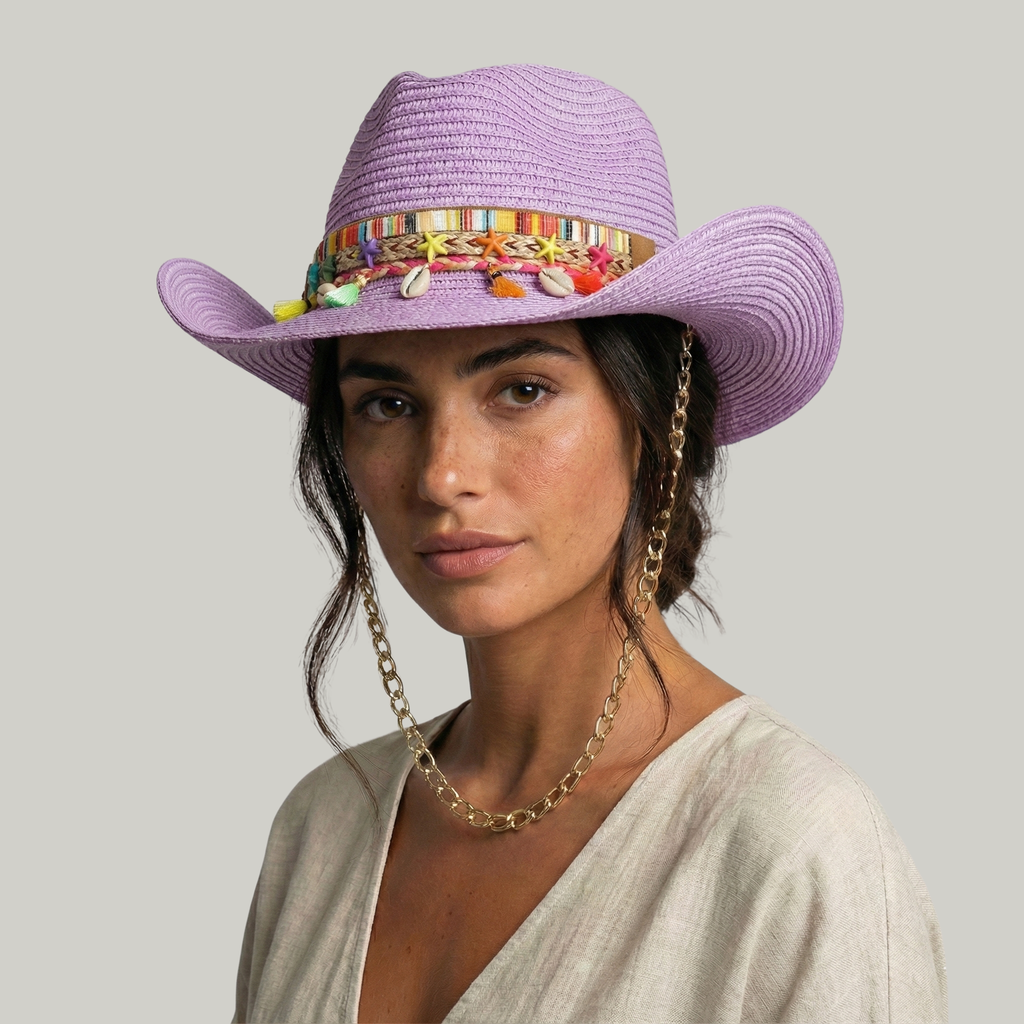 Chapeau de Cowboy Femme Rose Vintage