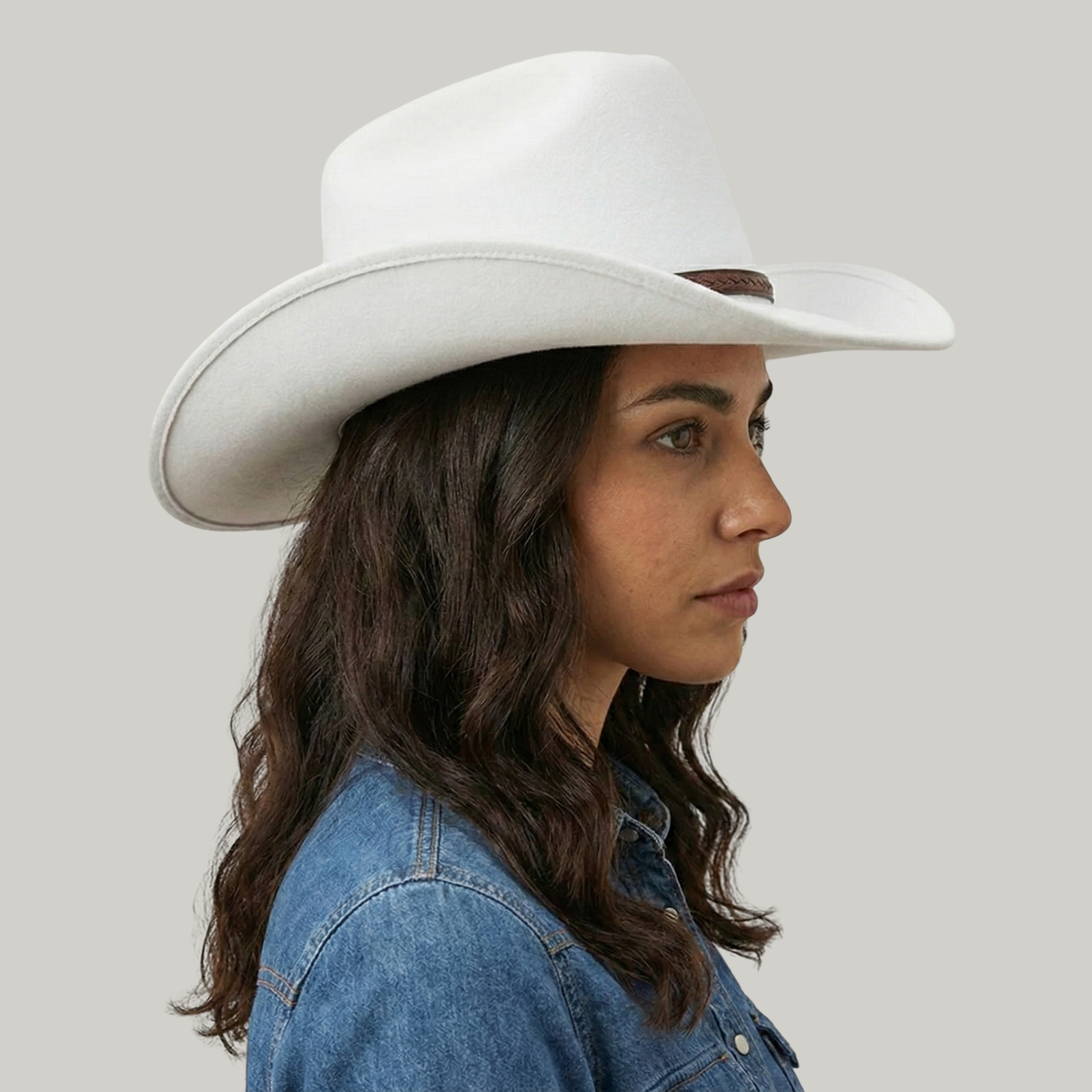 Chapeau de Cowboy Blanc à Plume