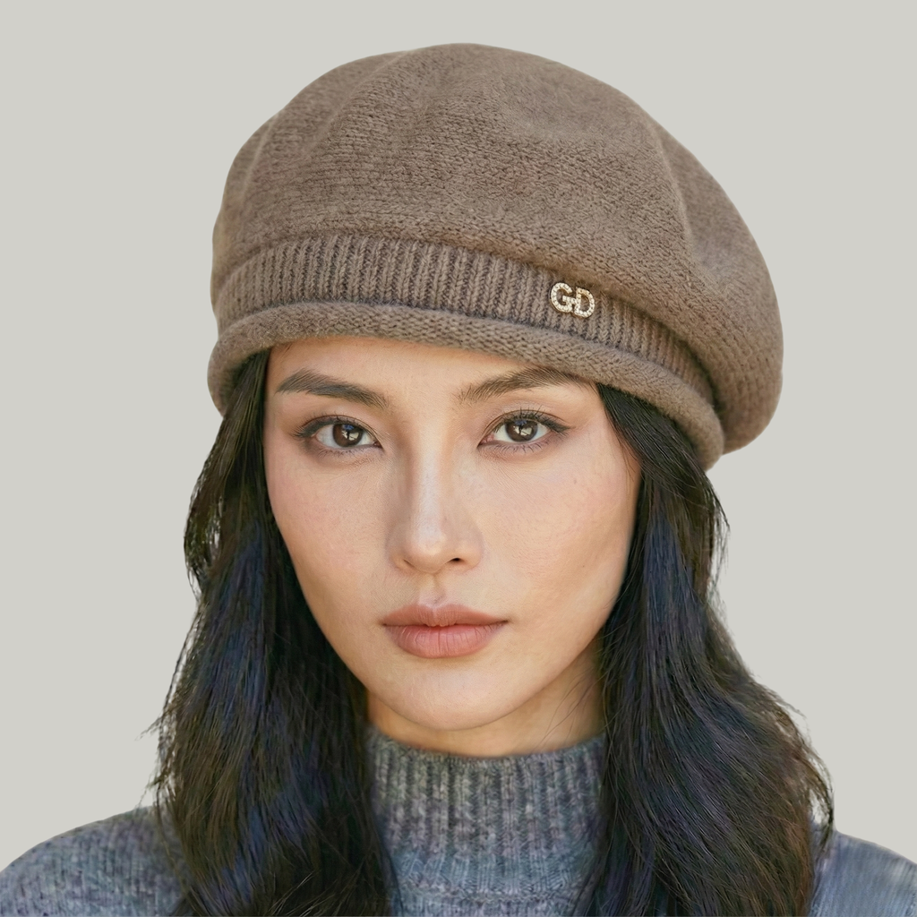 Béret Femme Marron Effet Laine