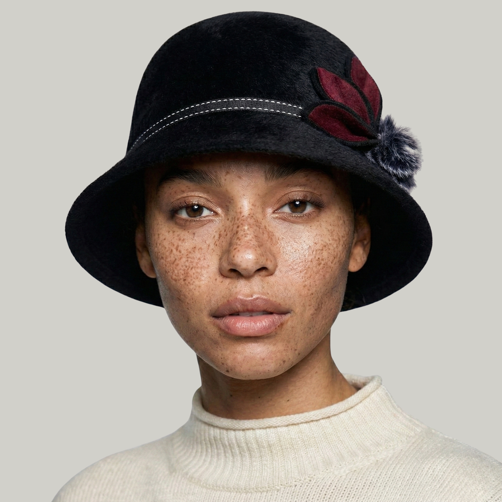 Chapeau Melon Femme Noir à Fleur
