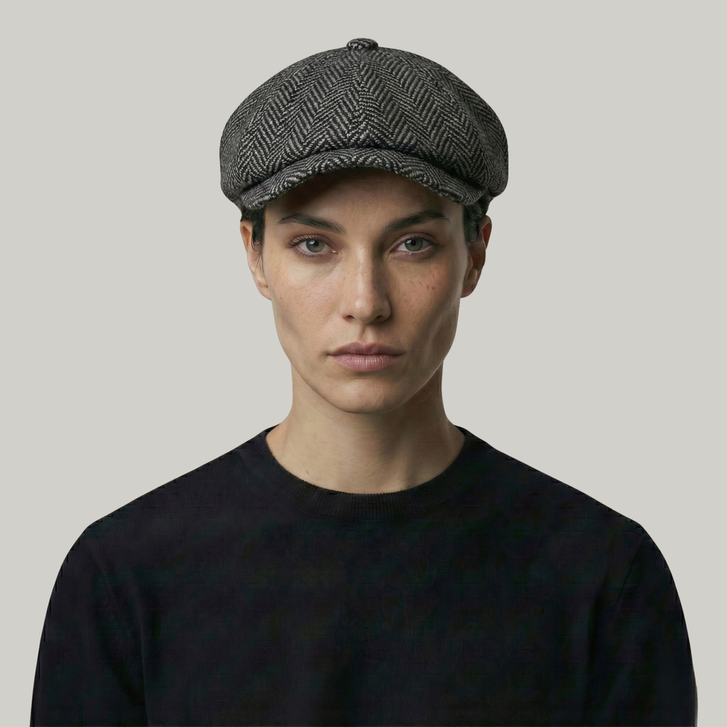 Béret Gavroche Noir à Rayure