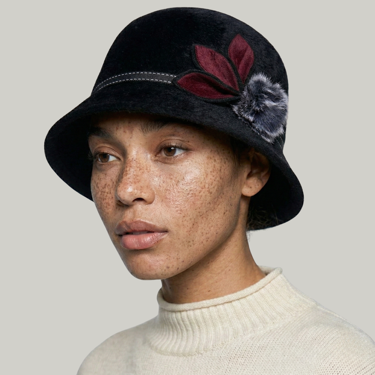 Chapeau Melon Femme Noir à Fleur
