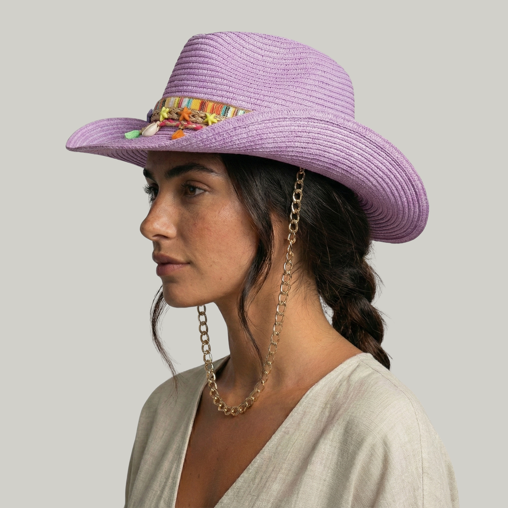 Chapeau de Cowboy Femme Rose Vintage