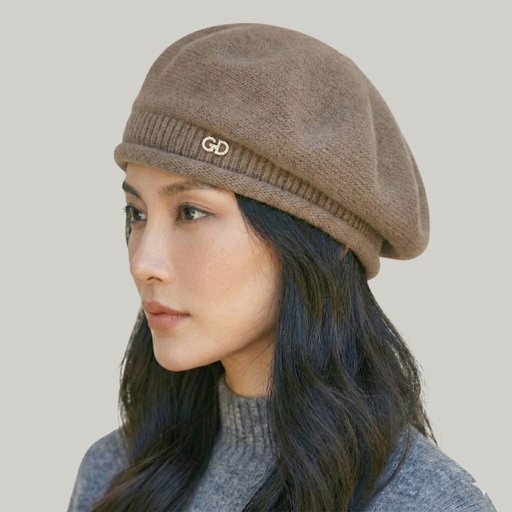 Béret Femme Marron Effet Laine