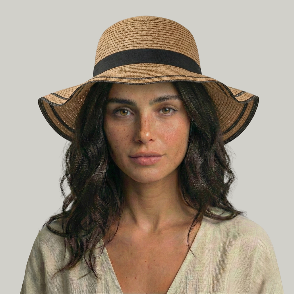 Chapeau de Paille Femme Marron Élégant