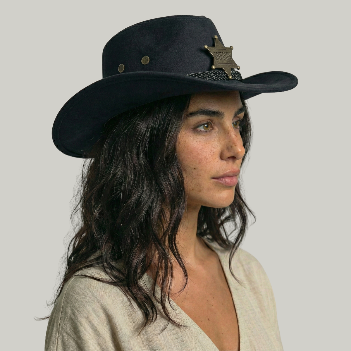 Chapeau de Cowboy Femme Noir Sheriff