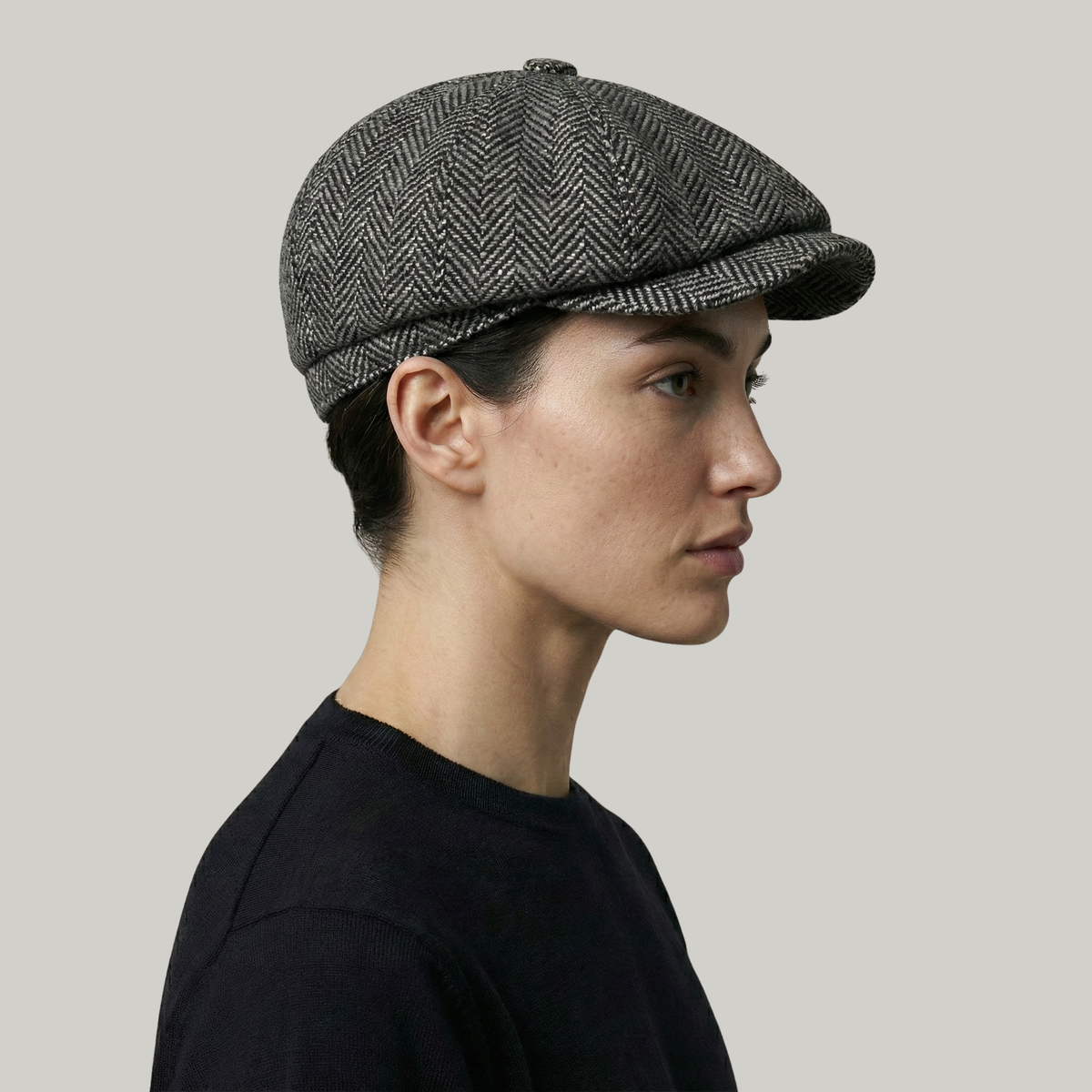 Béret Gavroche Noir à Rayure