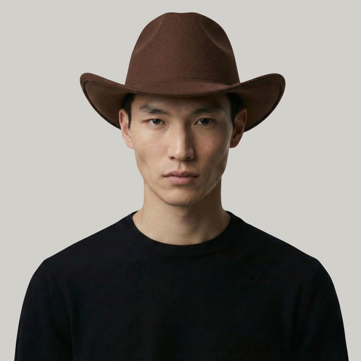 Chapeau de Cowboy Marron Sans Motif