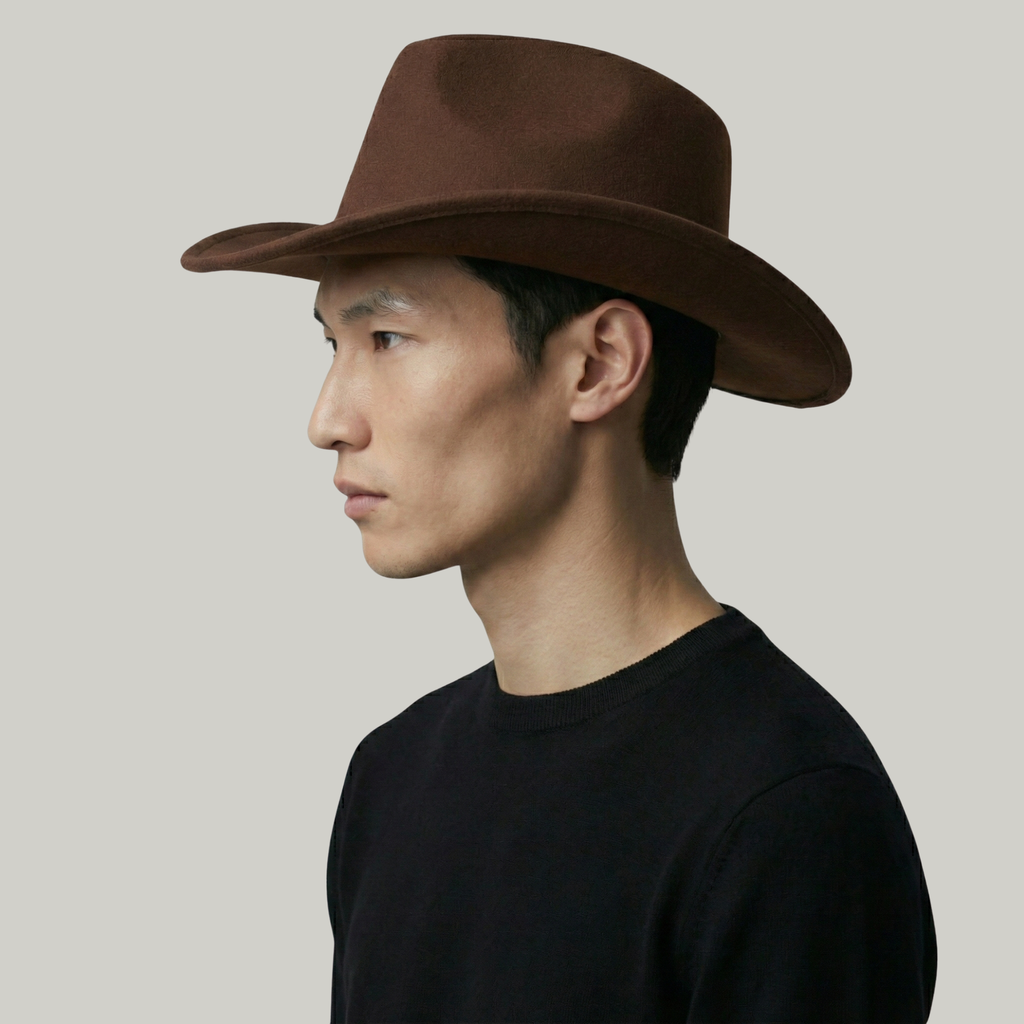 Chapeau de Cowboy Marron Sans Motif