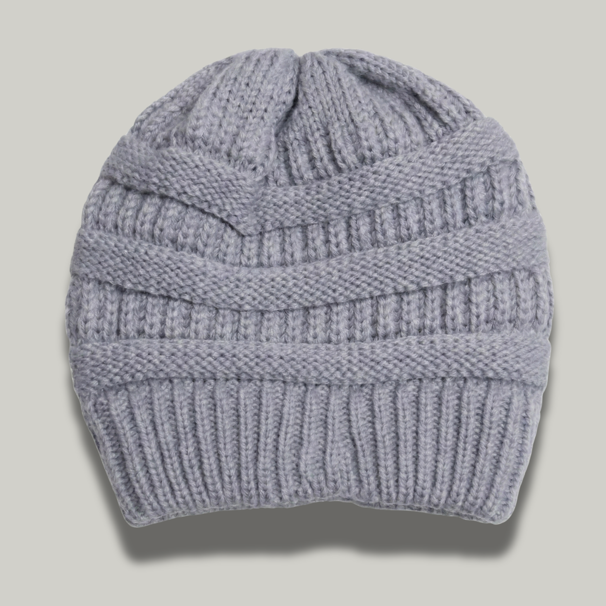 Bonnet Tricot Femme Gris à Relief