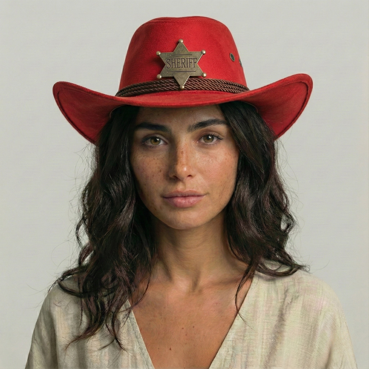 Chapeau de Cowboy Femme Rouge Sheriff