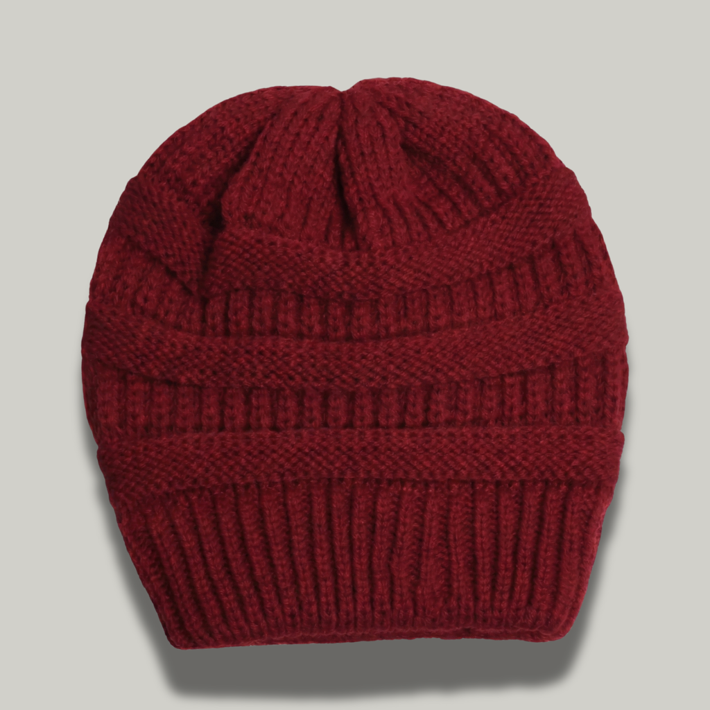 Bonnet Tricot Femme Rouge à Relief