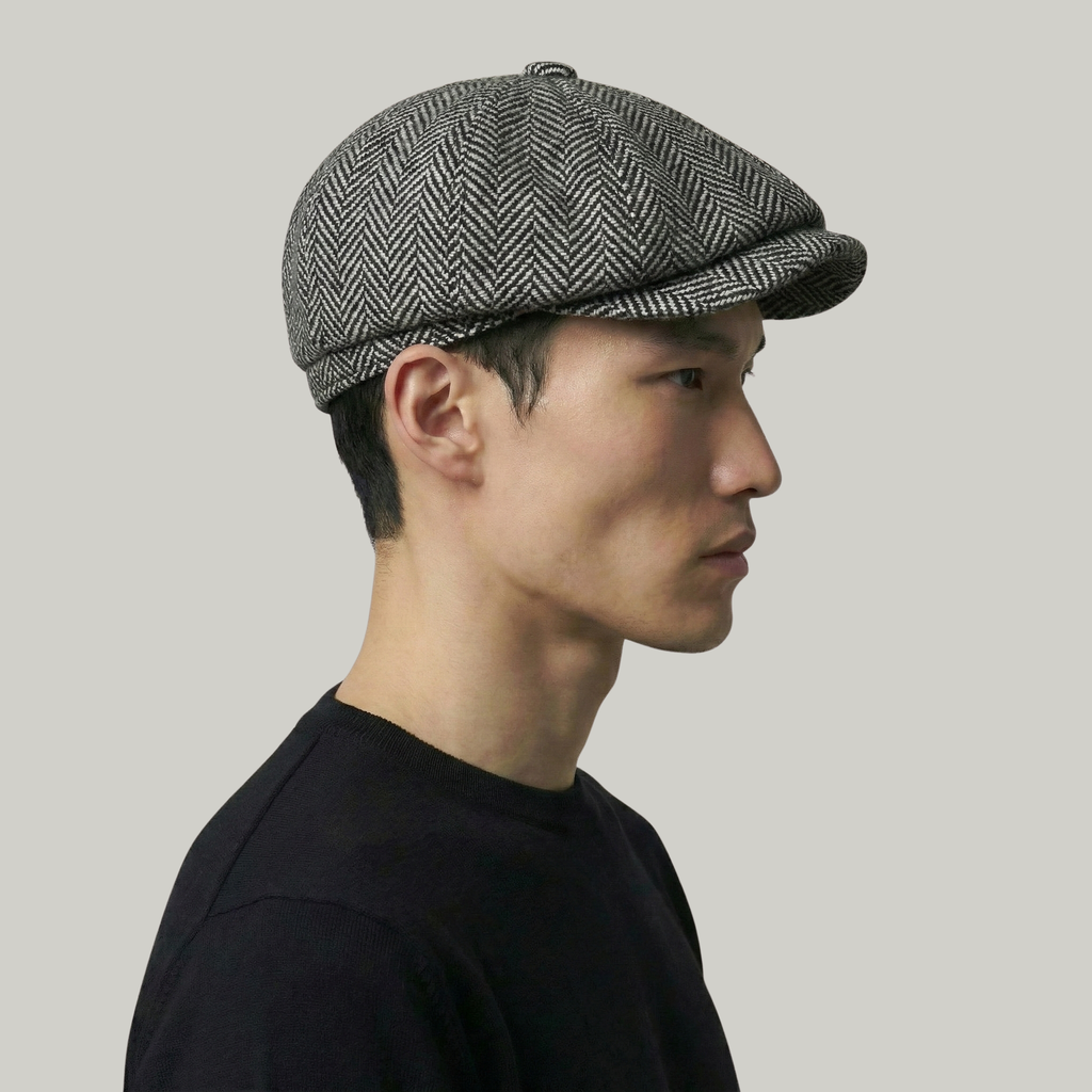 Béret Gavroche Gris à Rayure