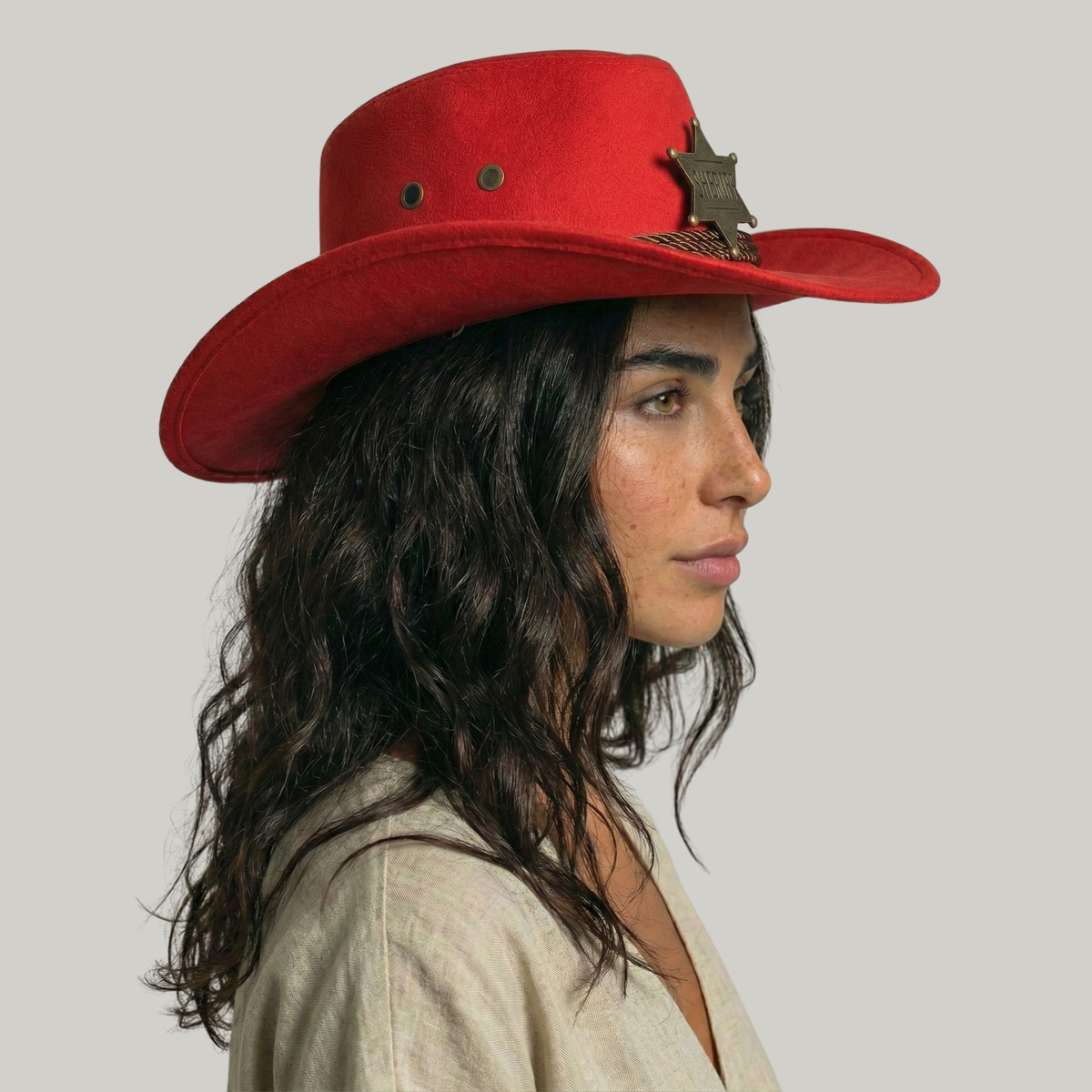 Chapeau de Cowboy Femme Rouge Sheriff