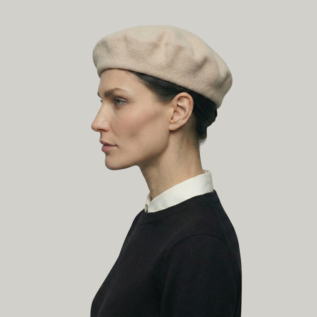 Béret Basque Femme Beige Simple
