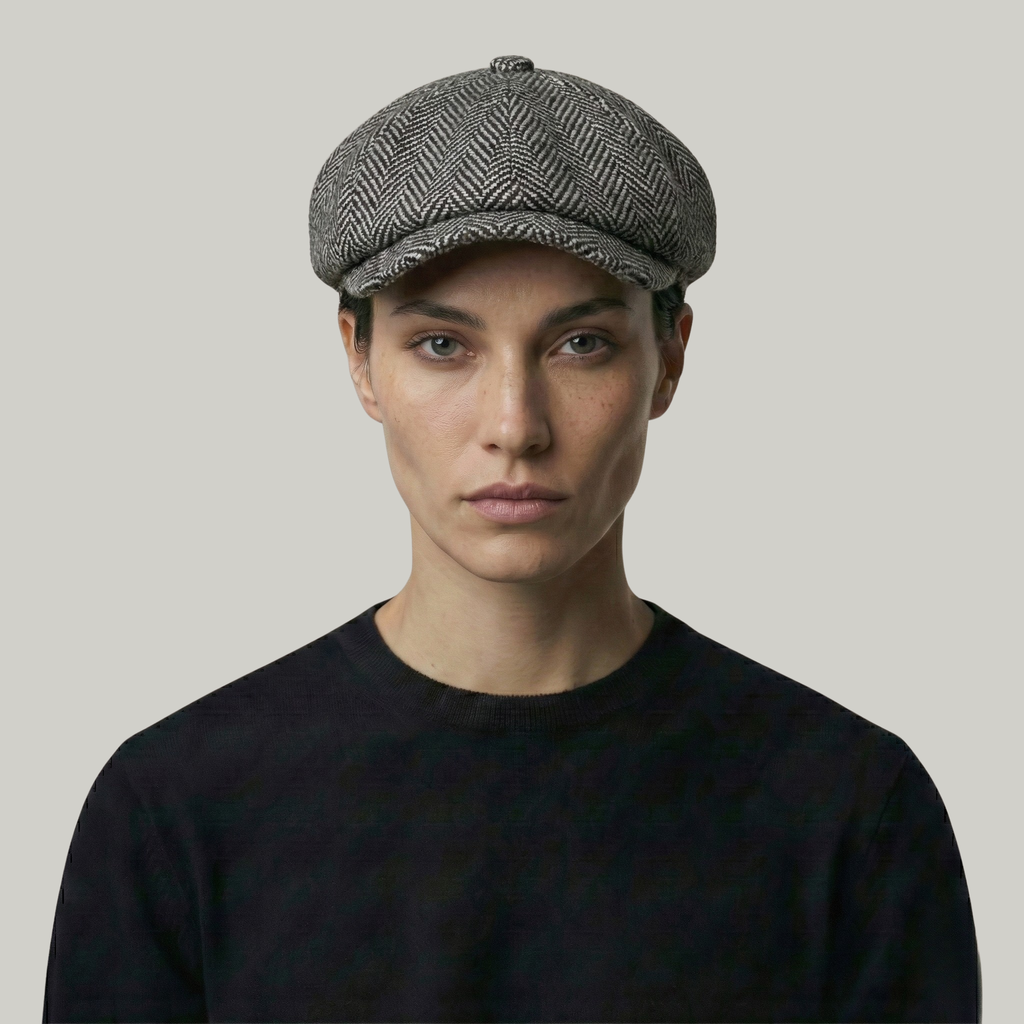 Béret Gavroche Gris à Rayure