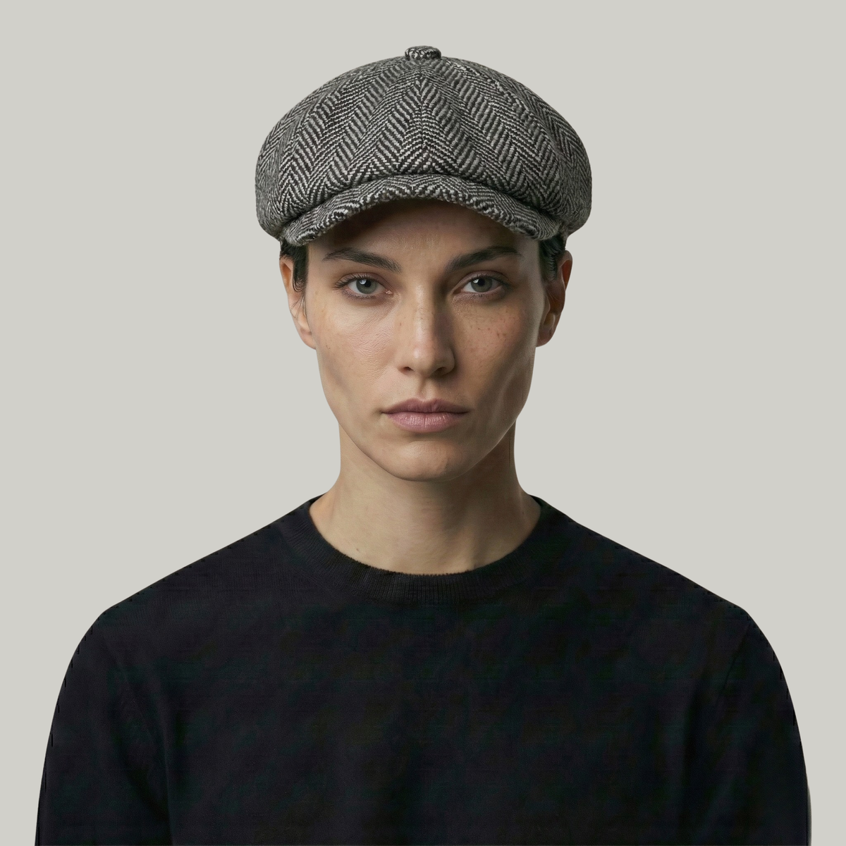 Béret Gavroche Gris à Rayure