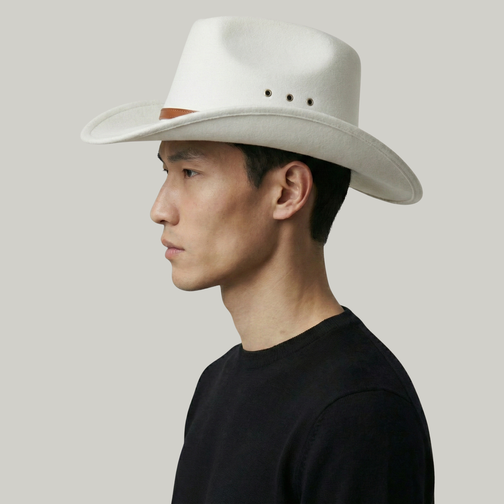 Chapeau de Cowboy Homme Blanc Doux