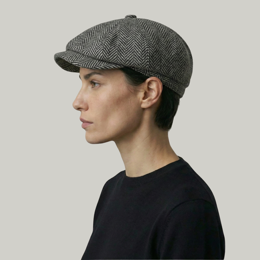 Béret Gavroche Gris à Rayure
