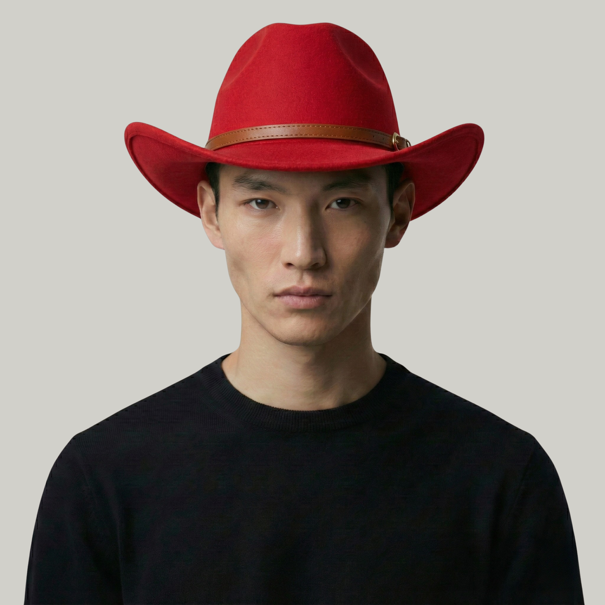 Chapeau de Cowboy Homme Rouge Doux