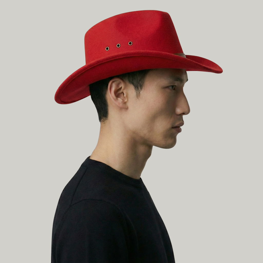 Chapeau de Cowboy Homme Rouge Doux