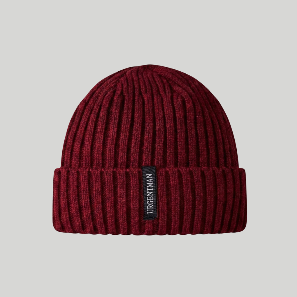 Bonnet Hiver Rouge Côtelé