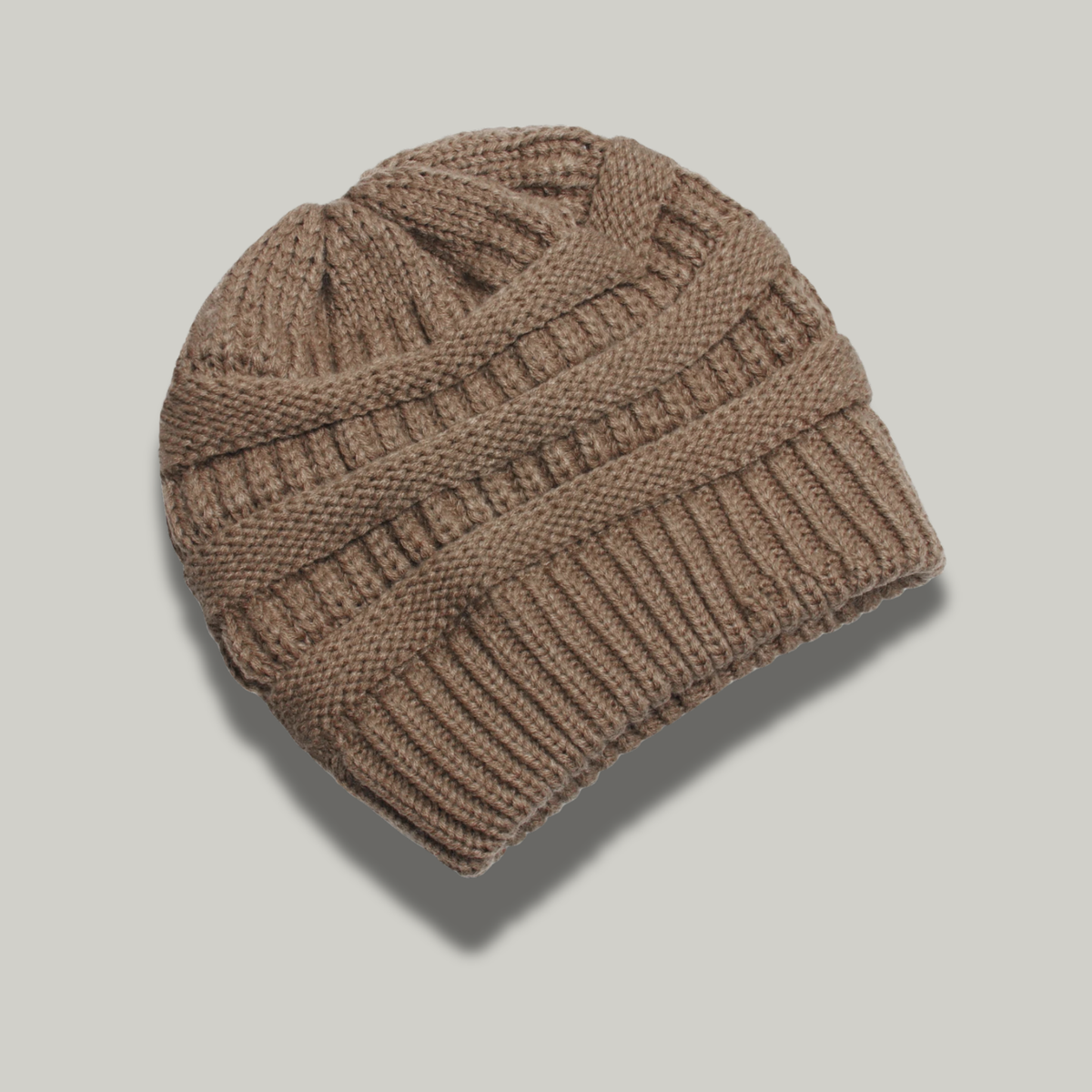 Bonnet Tricot Femme Marron à Relief