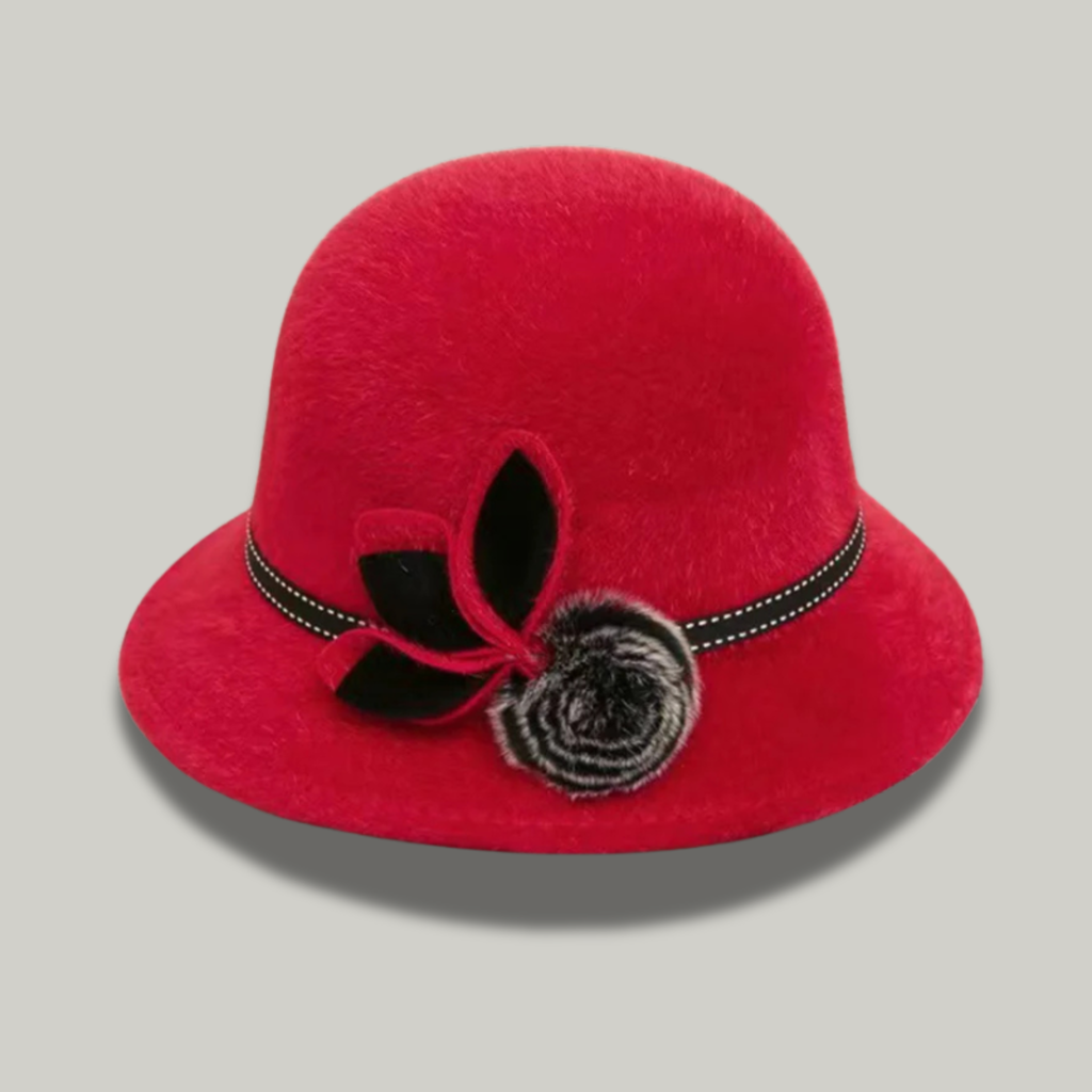 Chapeau Melon Femme Rouge à Fleur
