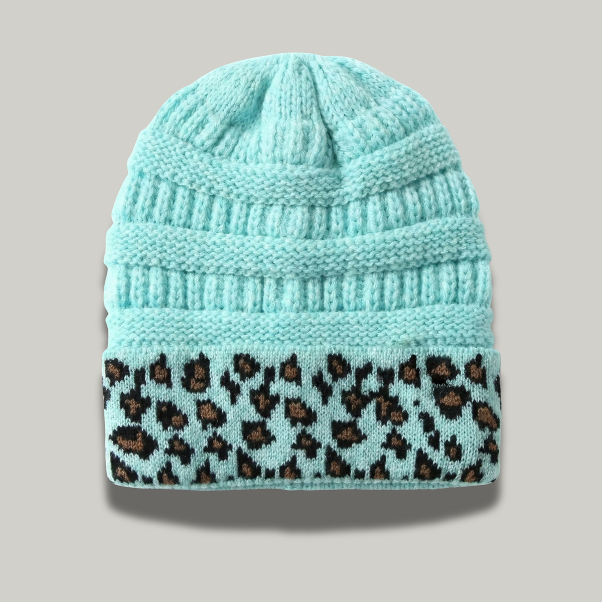 Bonnet Tricot Femme Bleu Léopard
