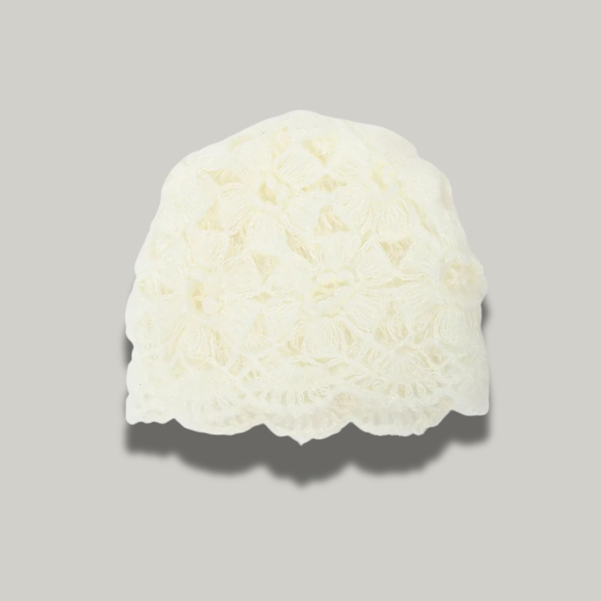 Bonnet Crochet Femme Blanc Fleur