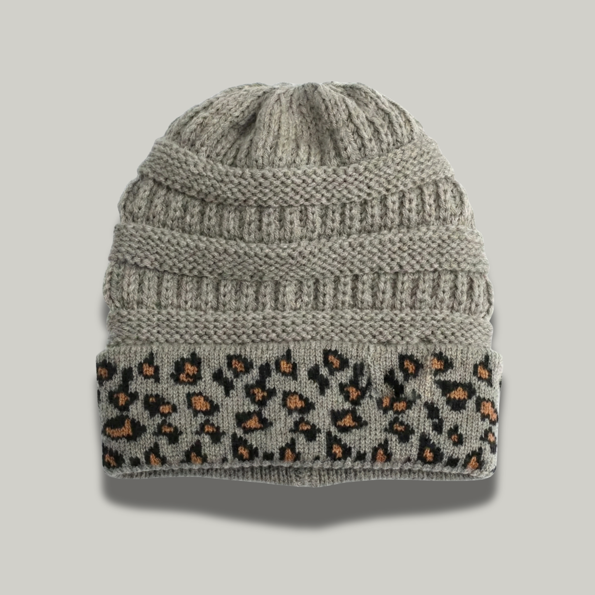 Bonnet Tricot Femme Gris Léopard