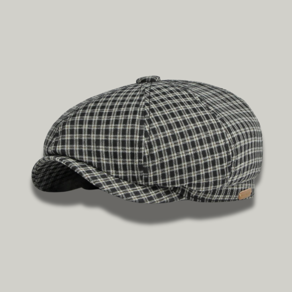 Béret Gavroche Homme Noir à Carreaux