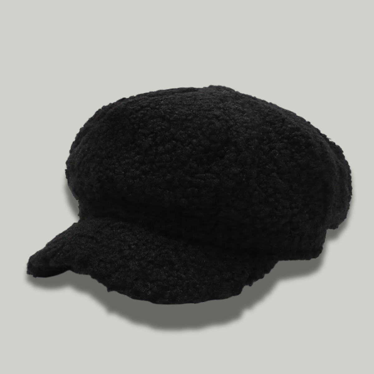 Béret Gavroche Femme Noir à Fourrure