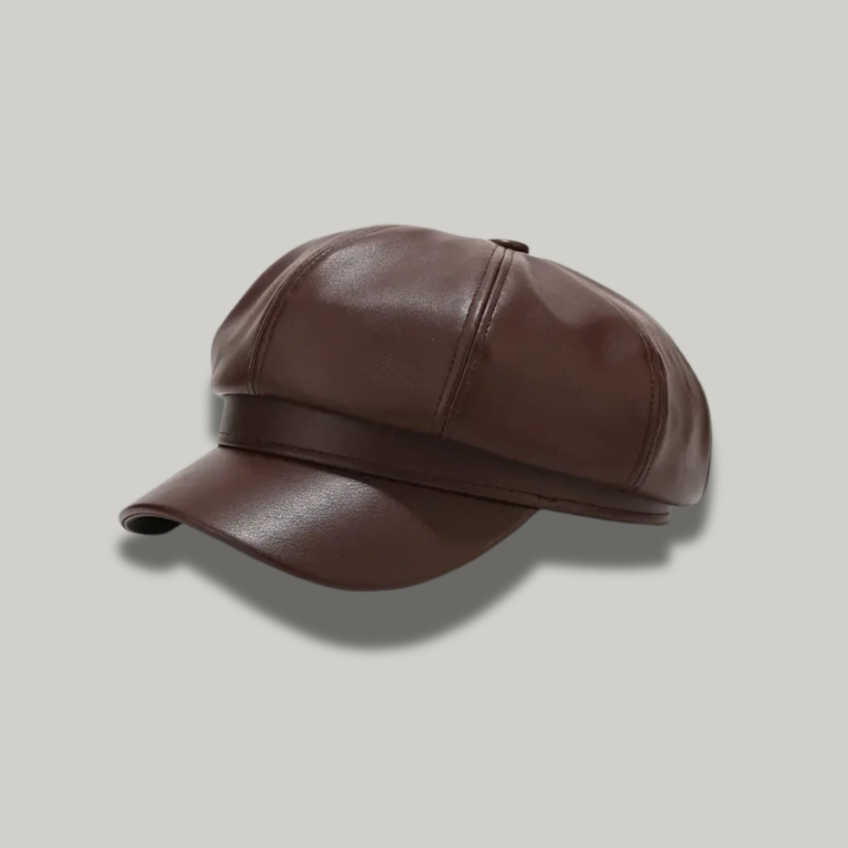 Béret Gavroche Femme Marron Simili Cuir