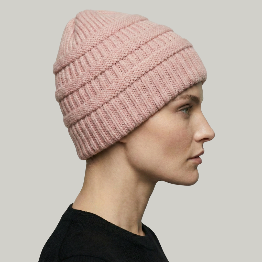 Bonnet Tricot Femme Rose à Relief