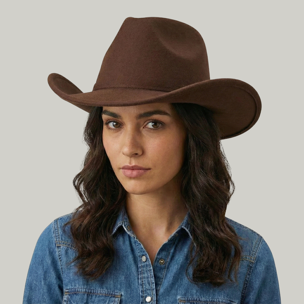 Chapeau de Cowboy Marron Sans Motif