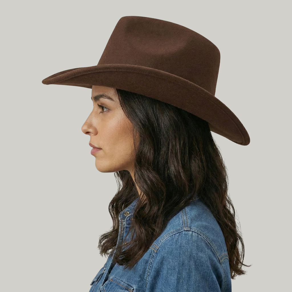 Chapeau de Cowboy Marron Sans Motif
