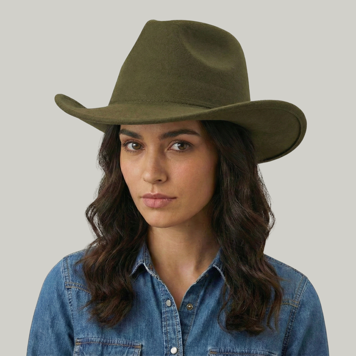 Chapeau de Cowboy Vert Sans Motif