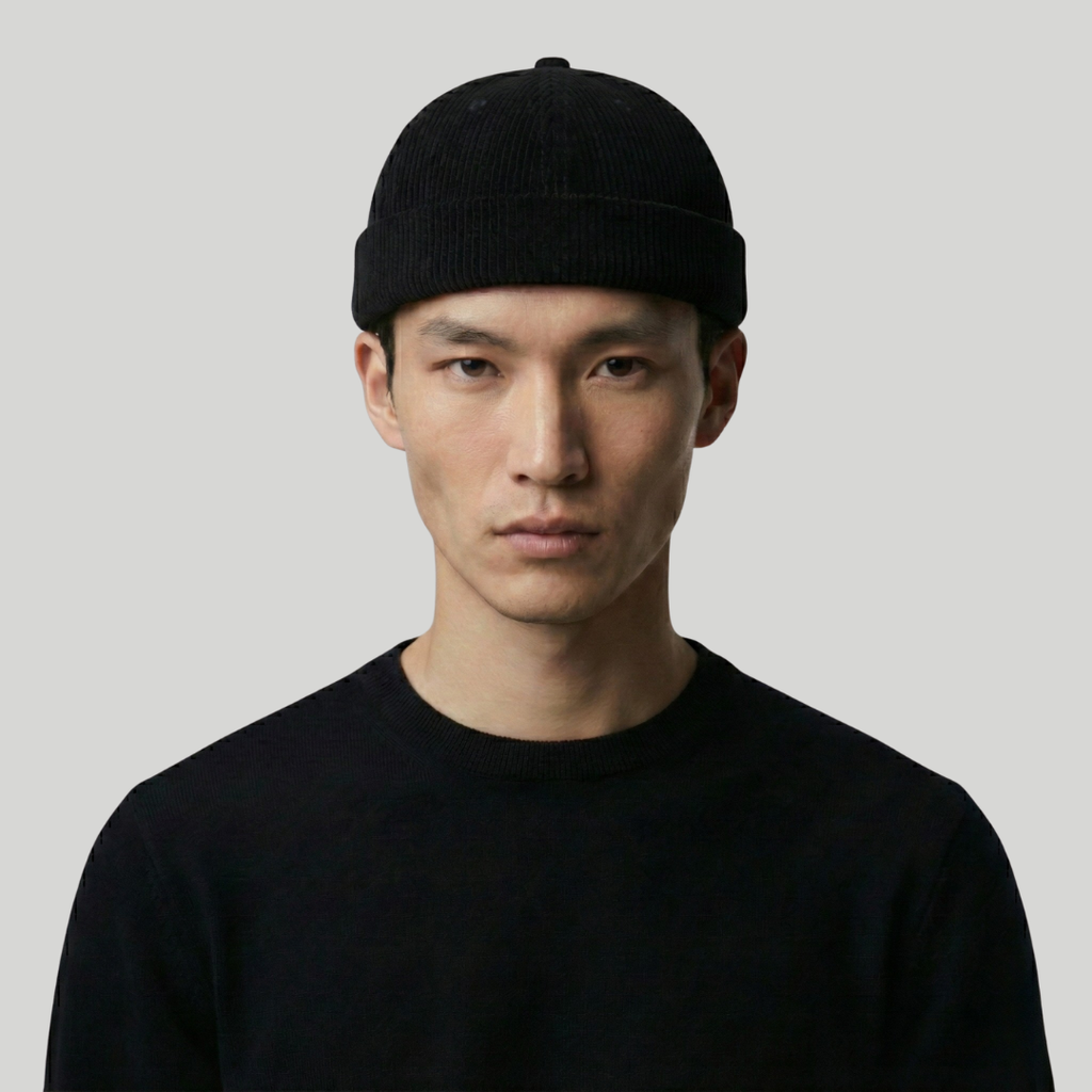 Bonnet Docker Noir à Rayure