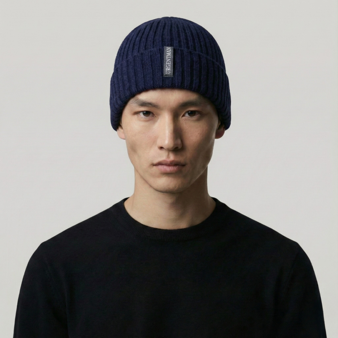 Bonnet Hiver Bleu Côtelé