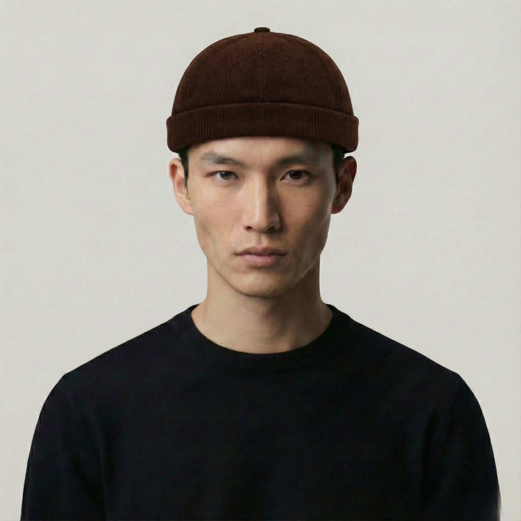 Bonnet Docker Marron à Rayure