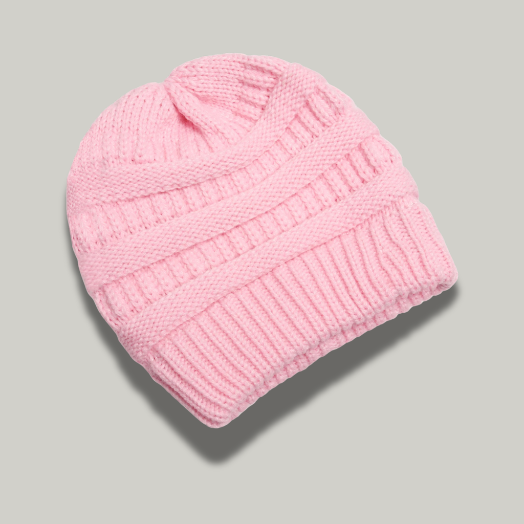 Bonnet Tricot Femme Rose à Relief