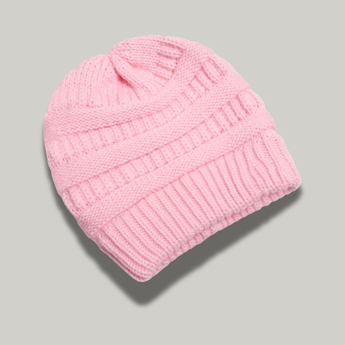 Bonnet Tricot Femme Rose à Relief