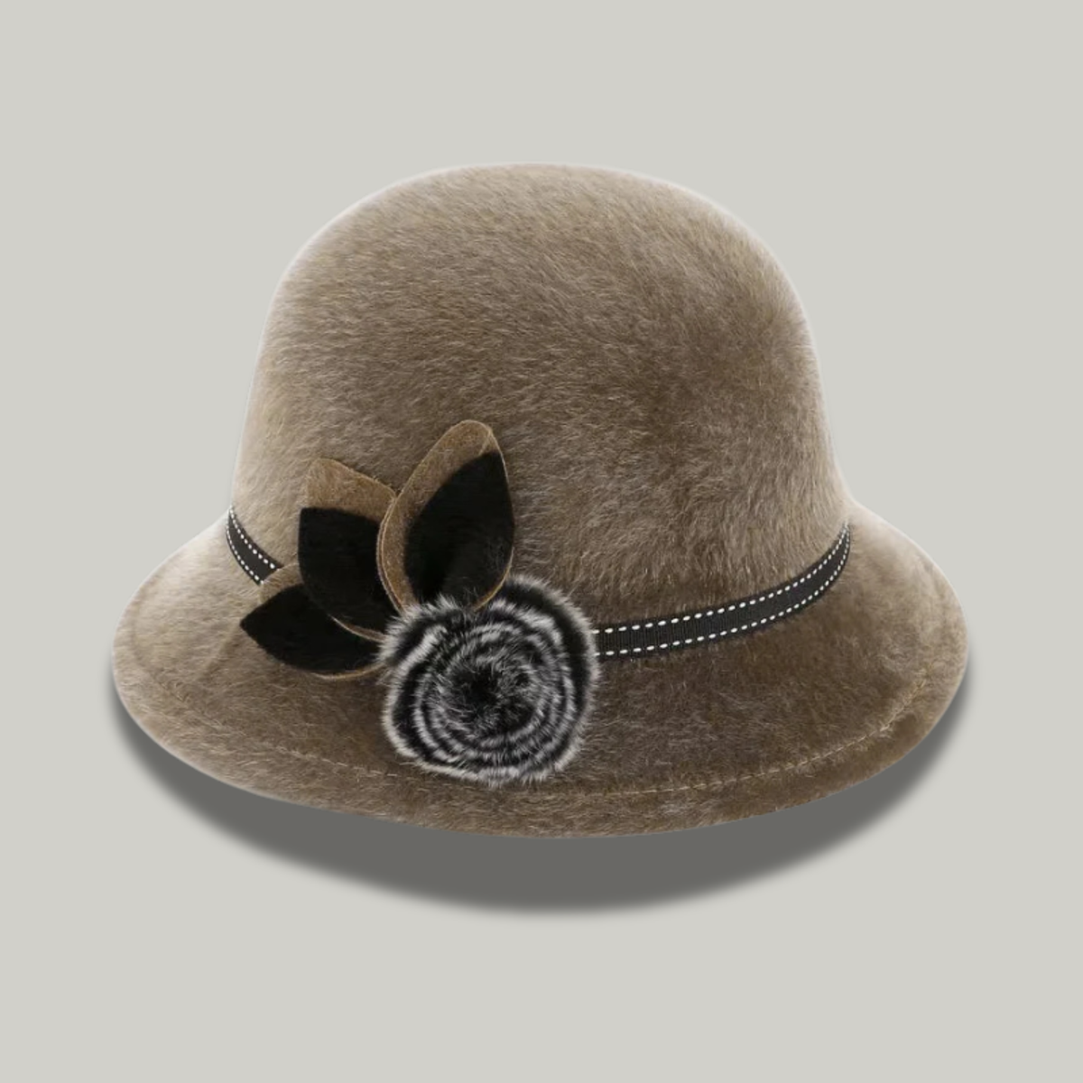 Chapeau Melon Femme Marron à Fleur